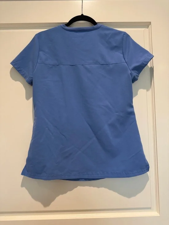 Jaanuu Women's V-Neck Scrub Top - Periwinkle Blue - Size S - Picture 2 of 5